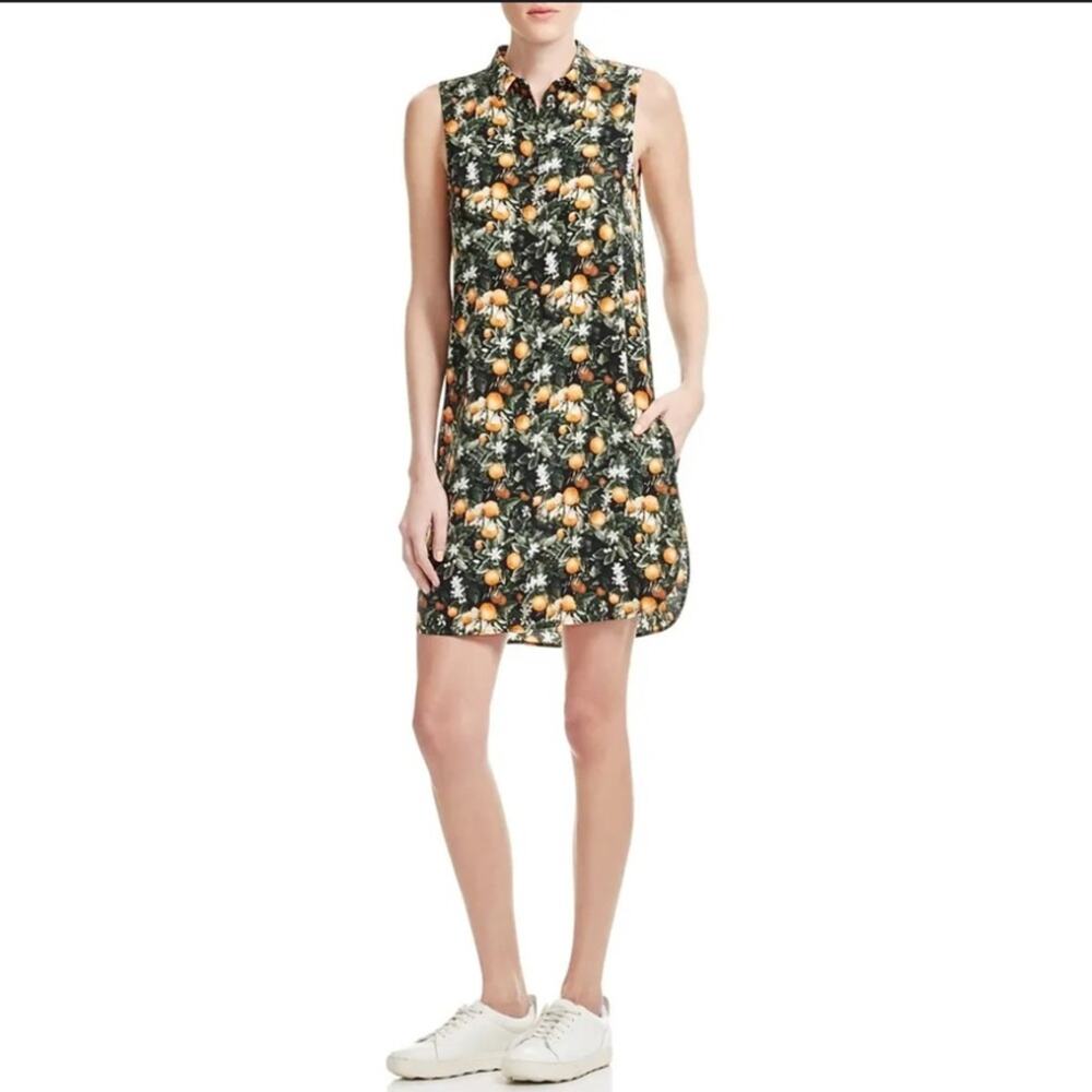 Equipment 100% Silk 5190 Lanie Floral Sleeveless Orange Button Front Dress S23